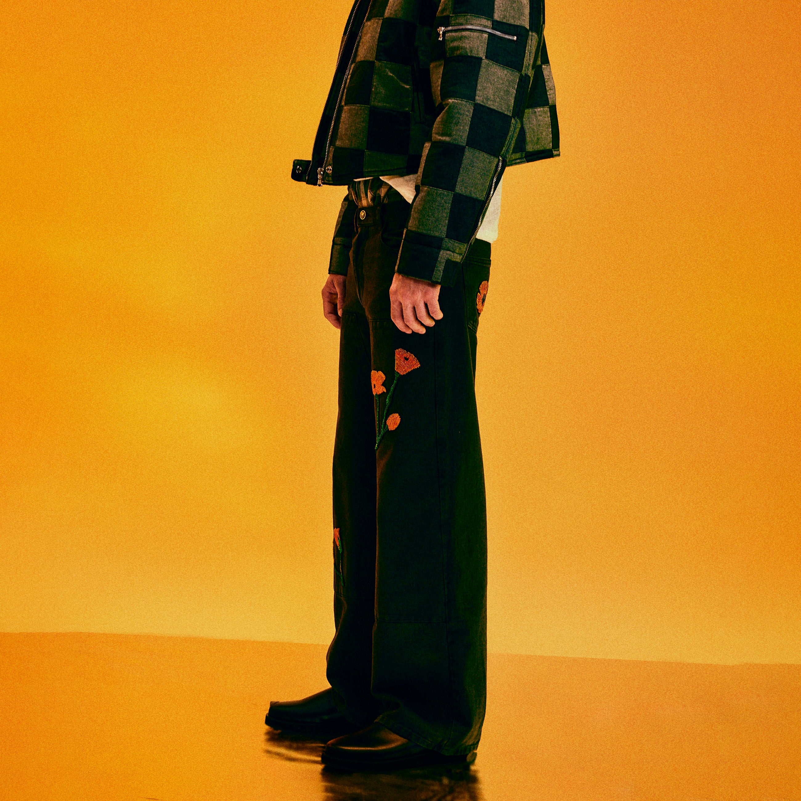 BLACK PATCHWORK MOTO JACKET