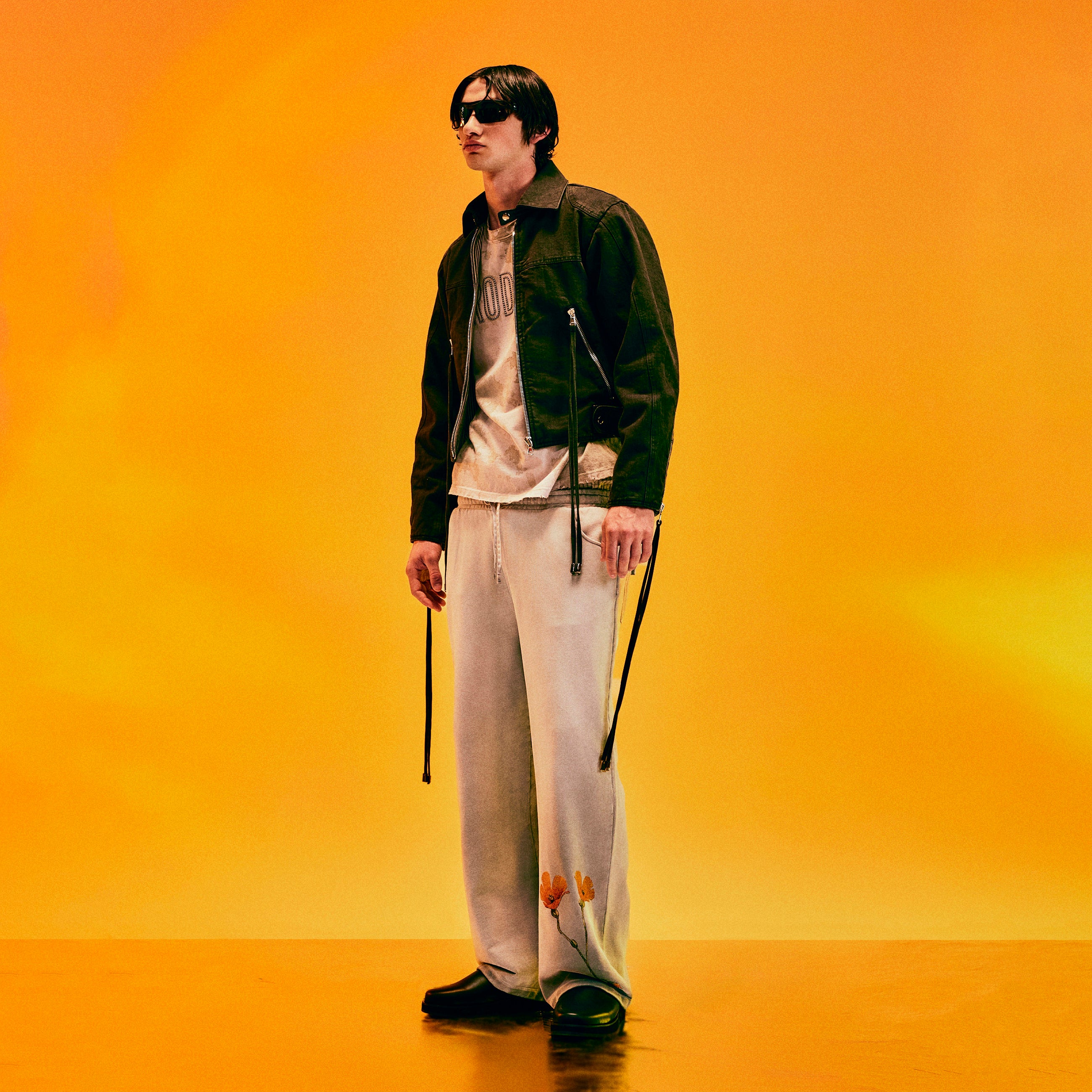 DENIM FRINGE MOTO JACKET