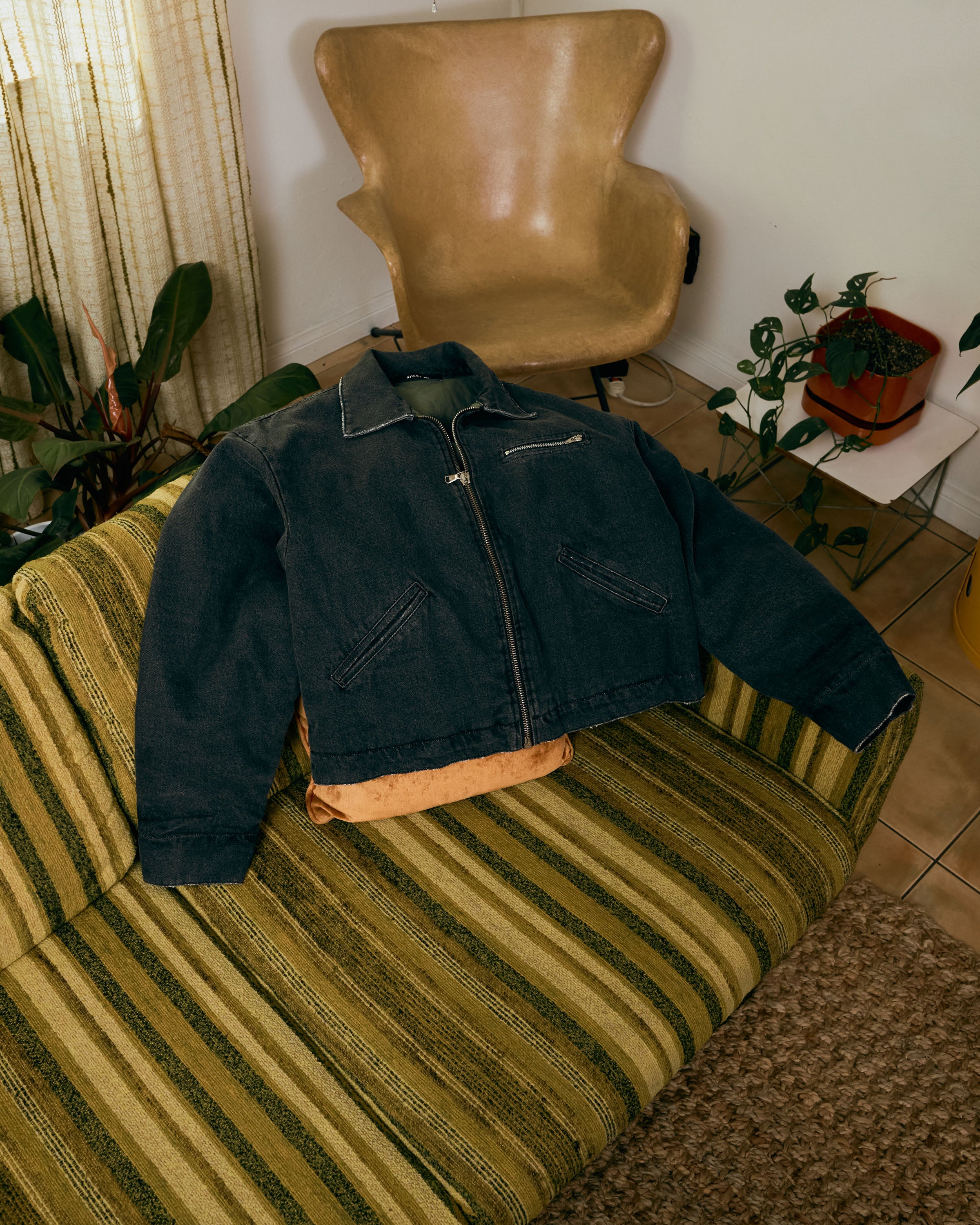 BLACK DENIM MECHANIC JACKET