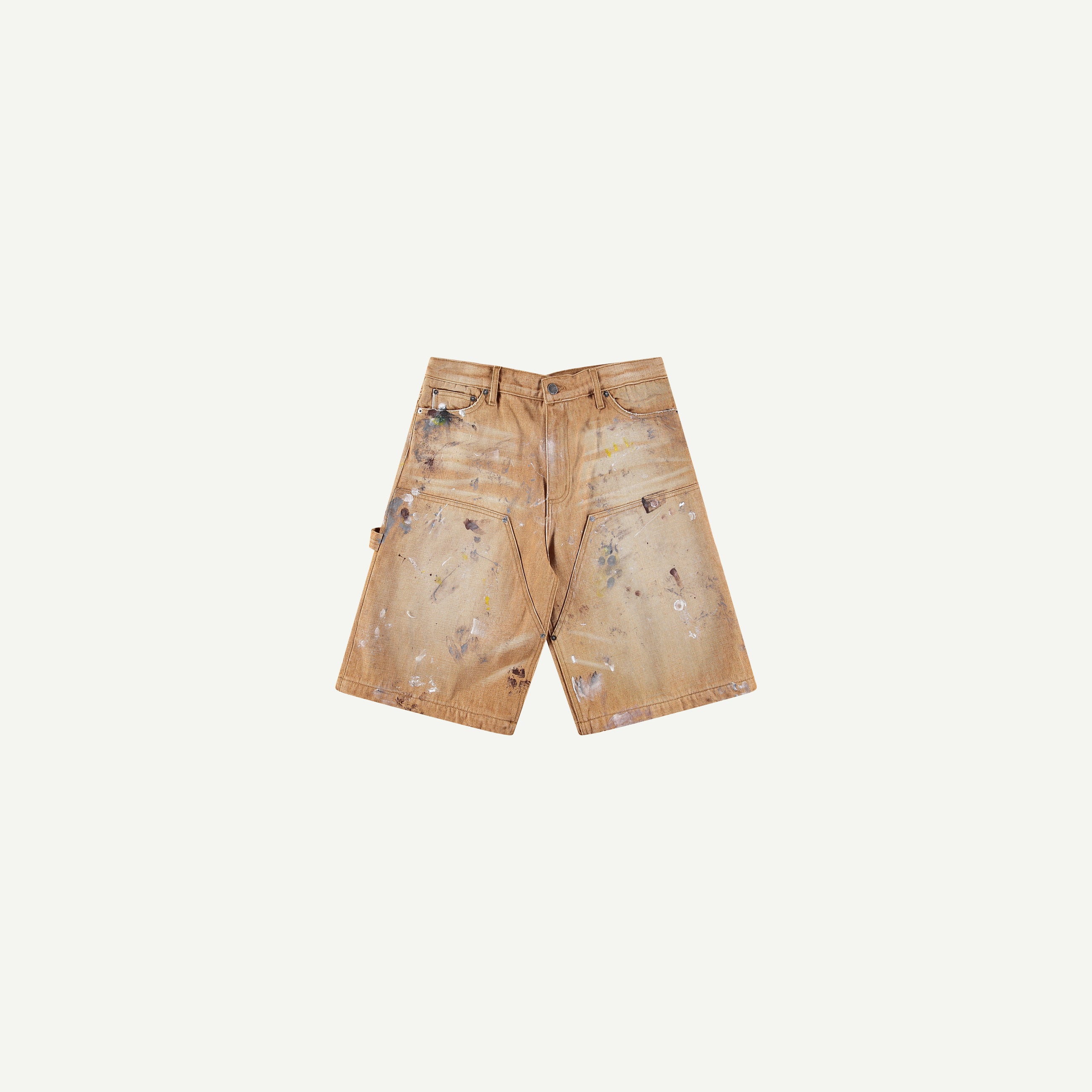 BROWN PAINTED CARPENTER SHORTS