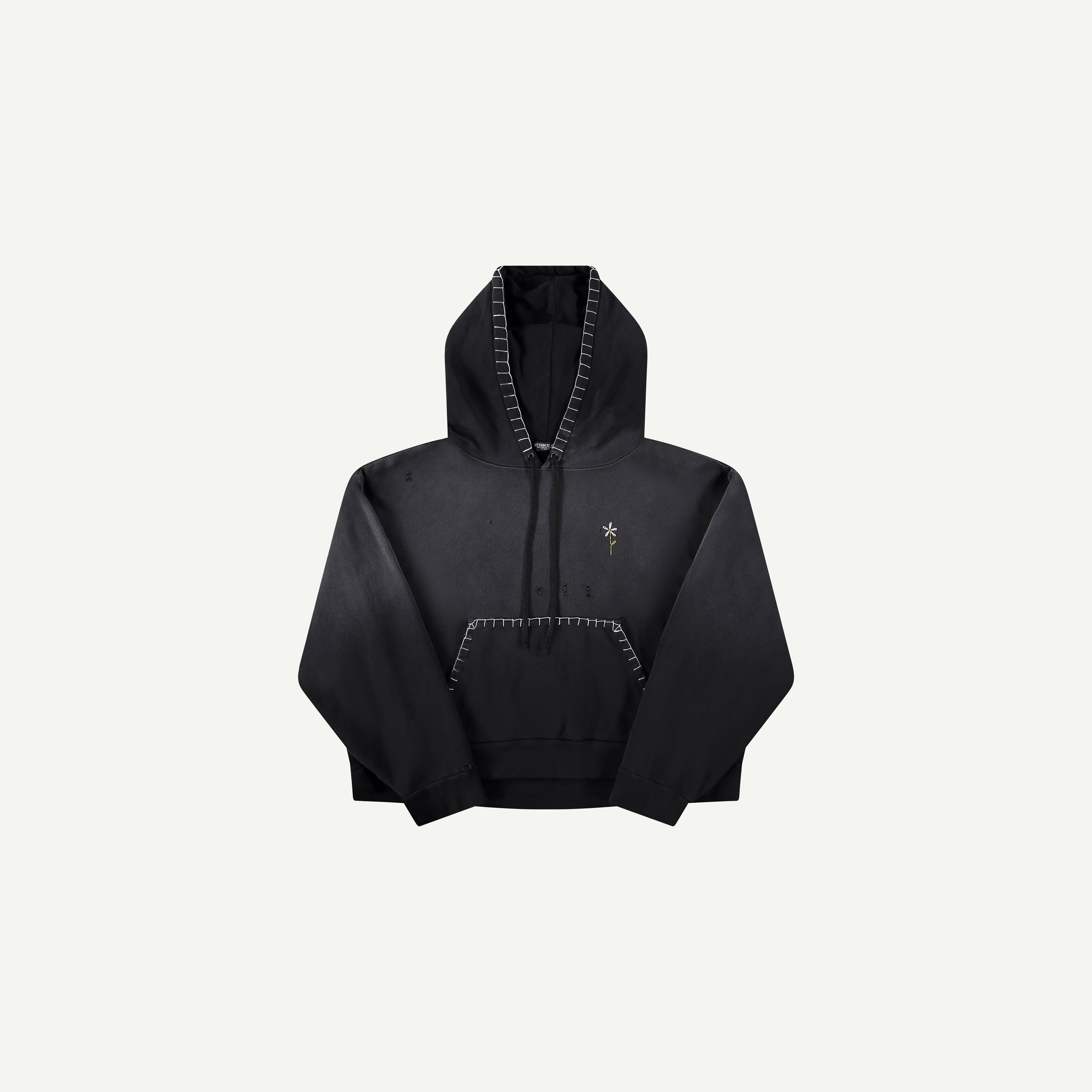 BLACK DISTRESSED FLOWER SWEATSHIRT