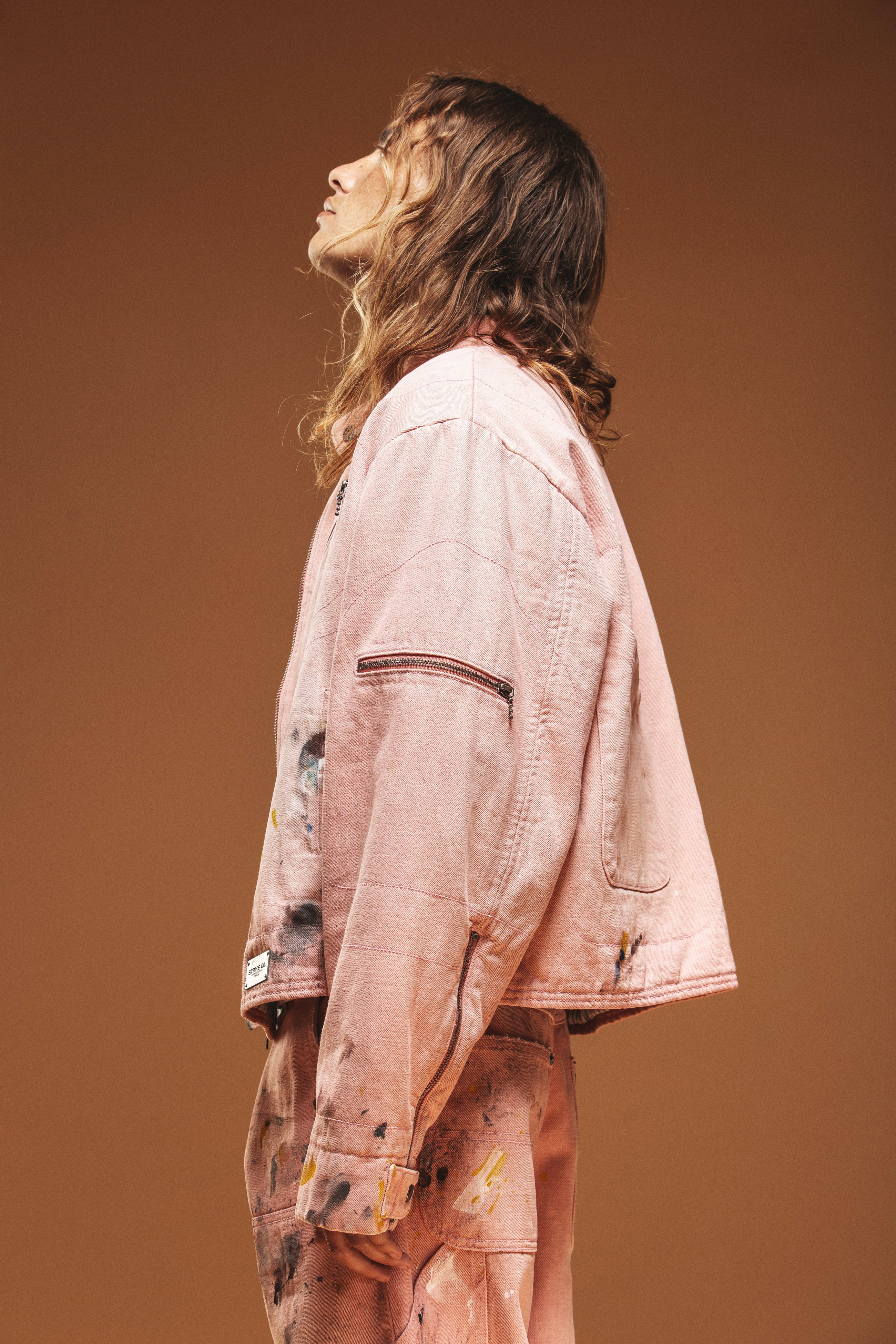 PINK PAINTED MOTO JACKET