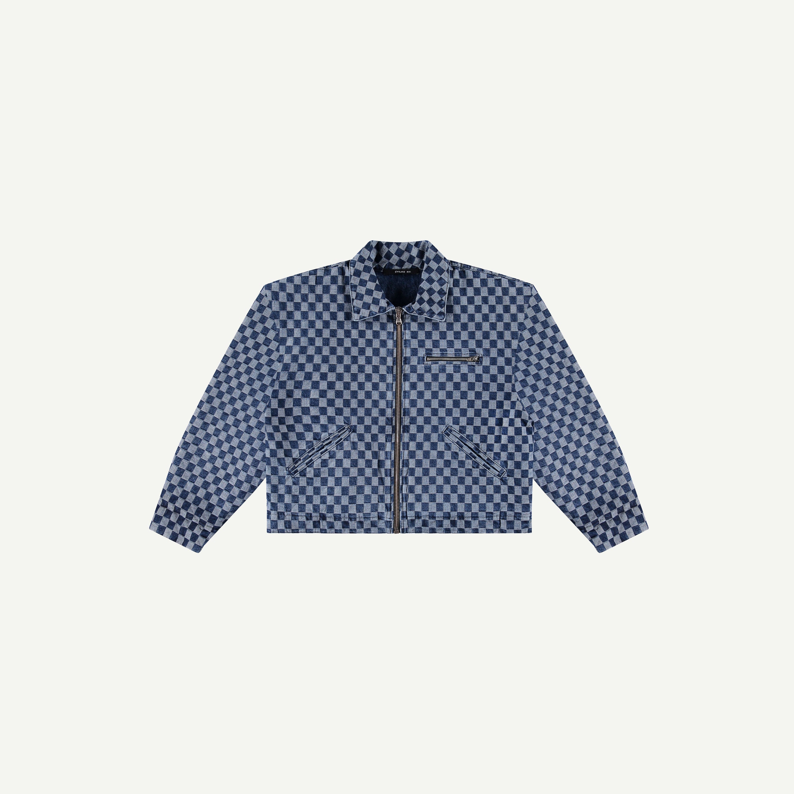 CHECKERED DENIM MECHANIC JACKET
