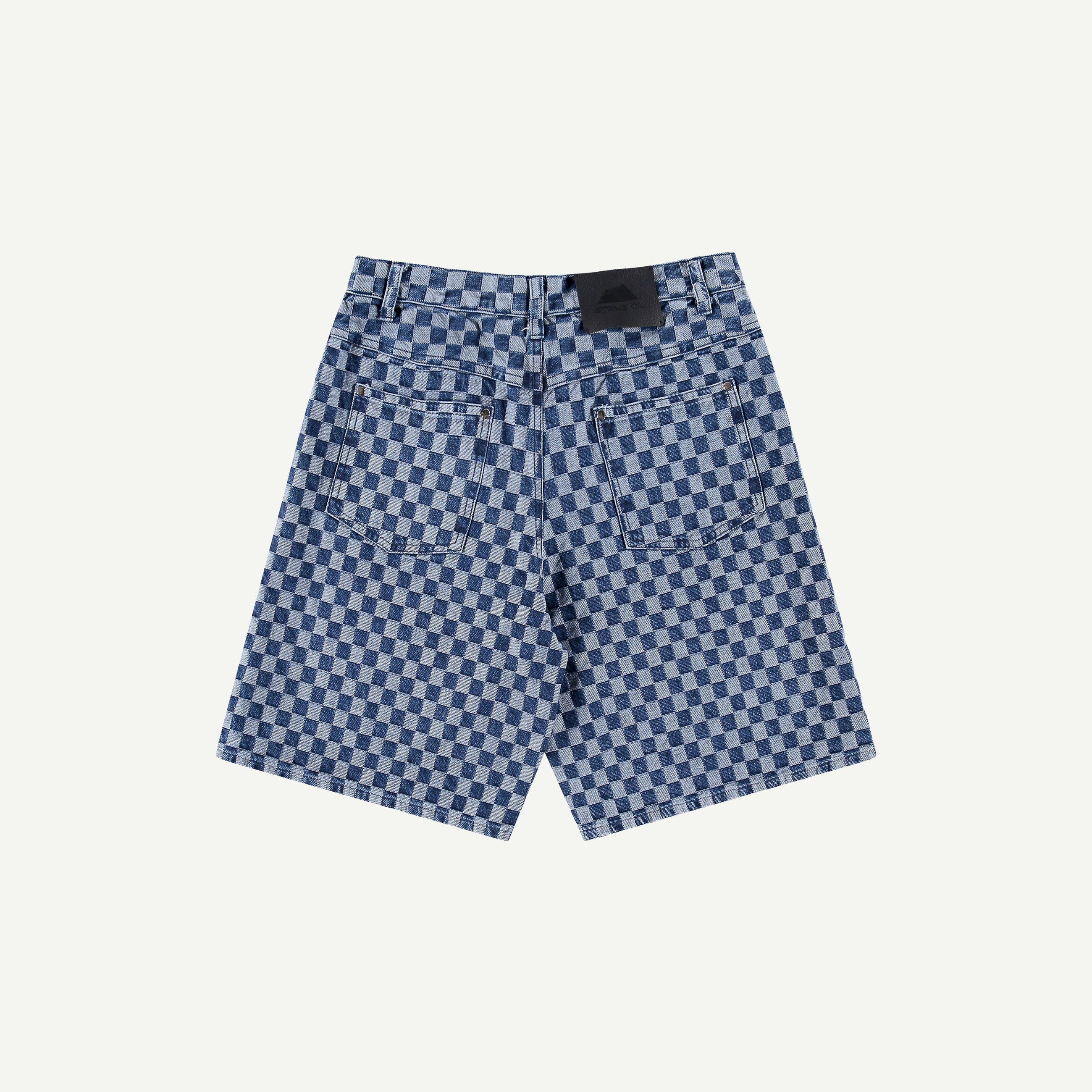 CHECKERED DENIM SHORTS