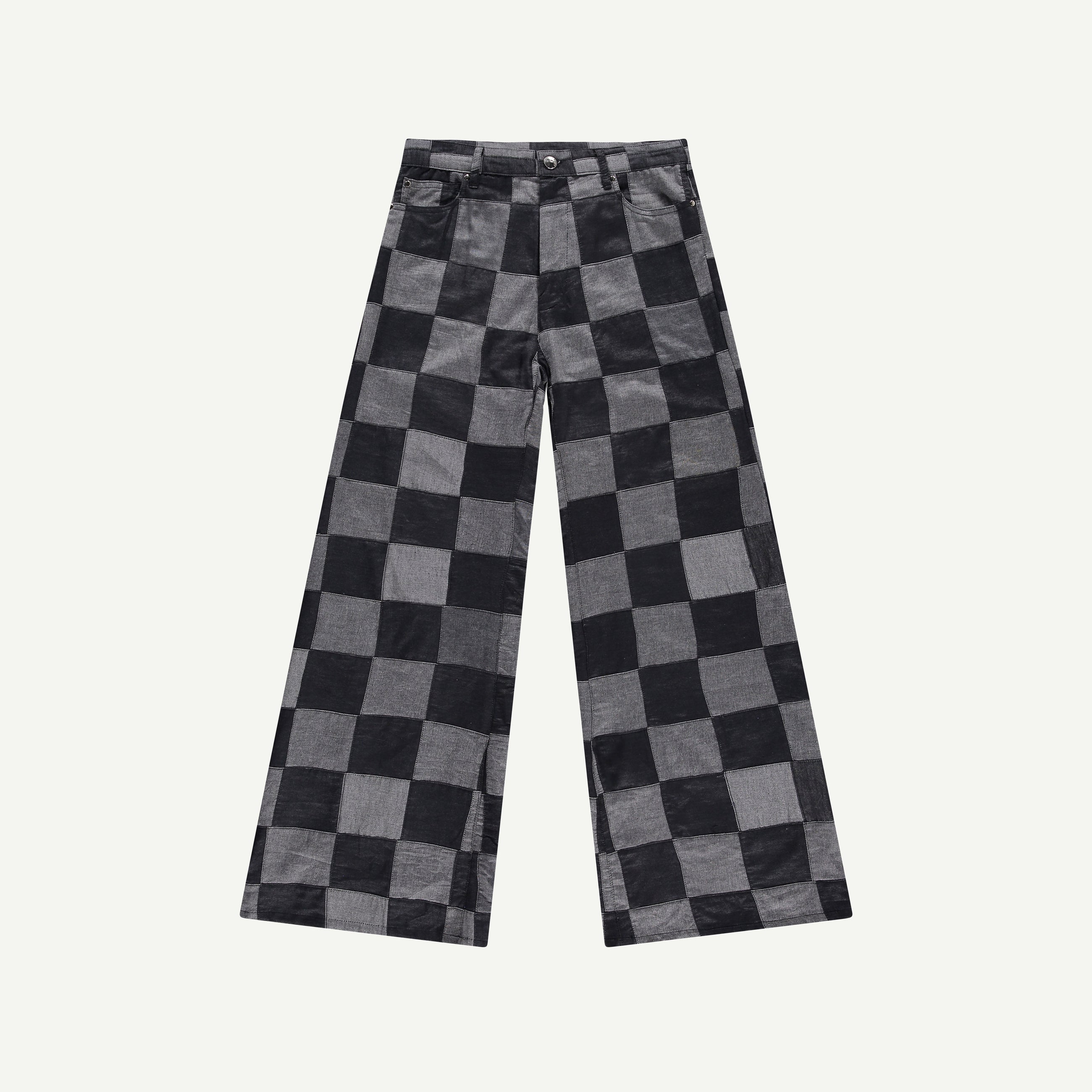 BLACK PATCHWORK FLARES