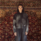 DOUBLE SLEEVE NET ZIP HOODIE IN BLACK