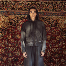 DOUBLE SLEEVE NET ZIP HOODIE IN BLACK