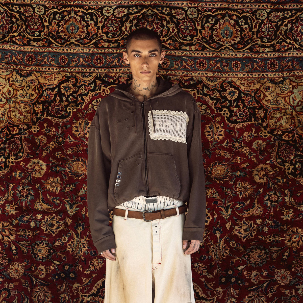 PAIN BUBBLE ZIP HOODIE IN BROWN