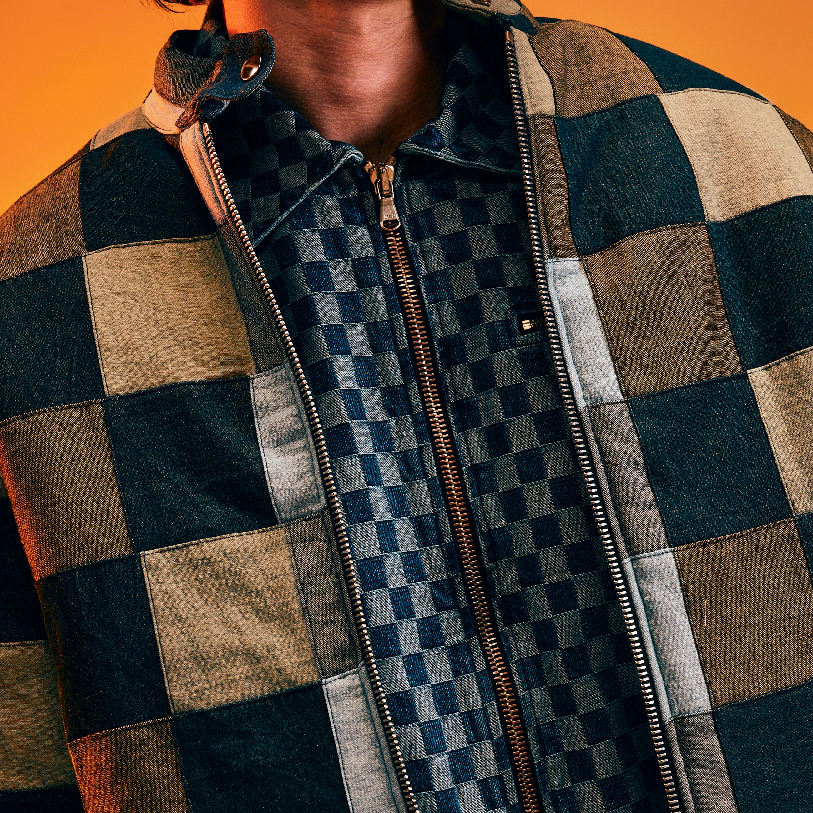 INDIGO PATCHWORK MOTO JACKET
