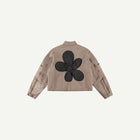 BEIGE FLOWER PUFFER JACKET