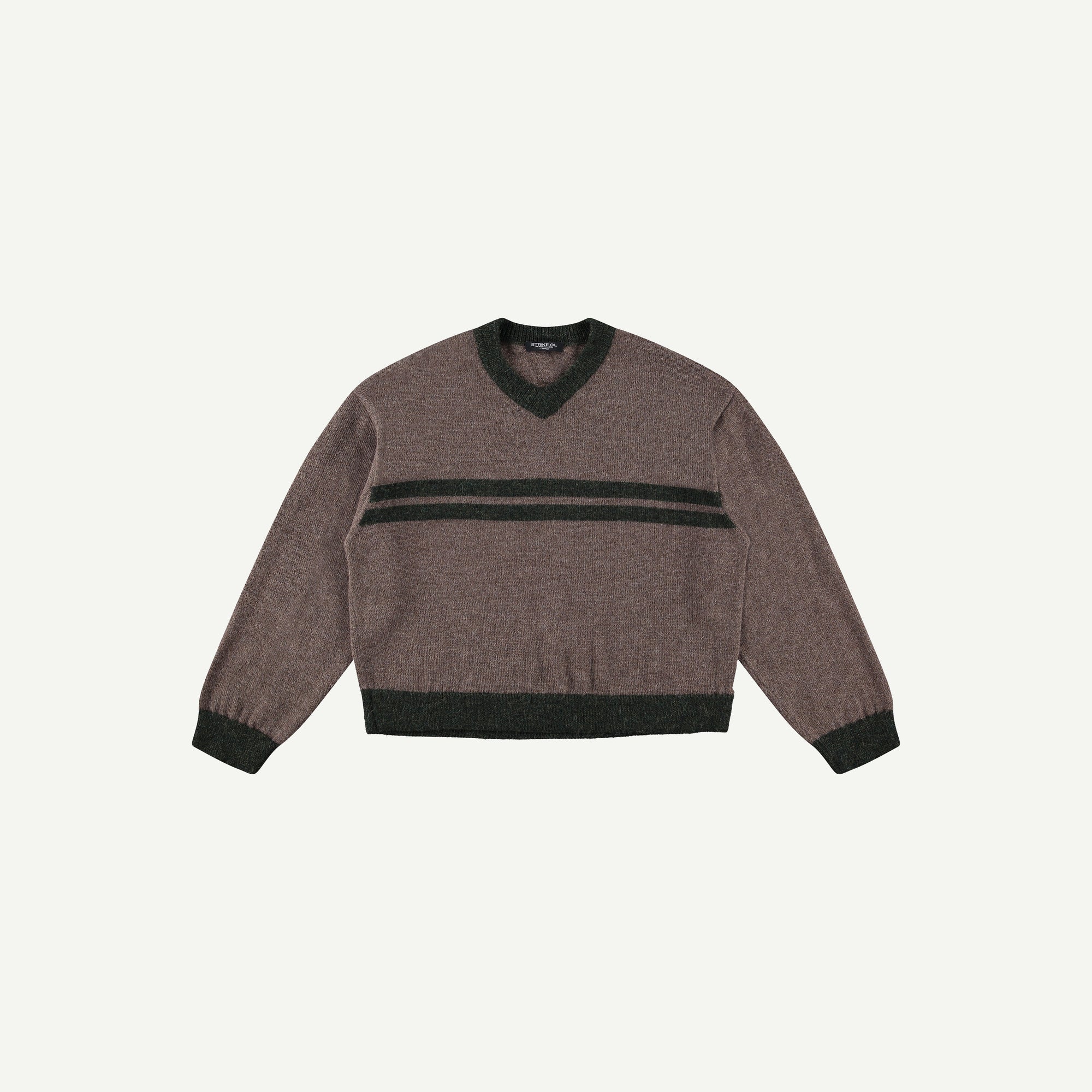 BROWN STRIPED ALPACA SWEATER