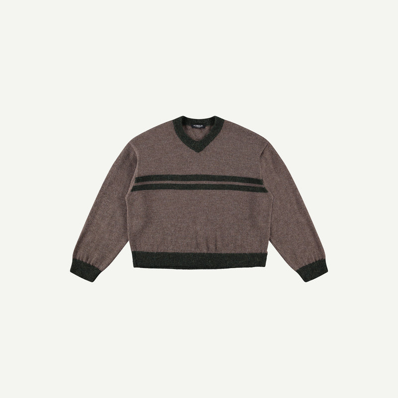BROWN STRIPED ALPACA SWEATER