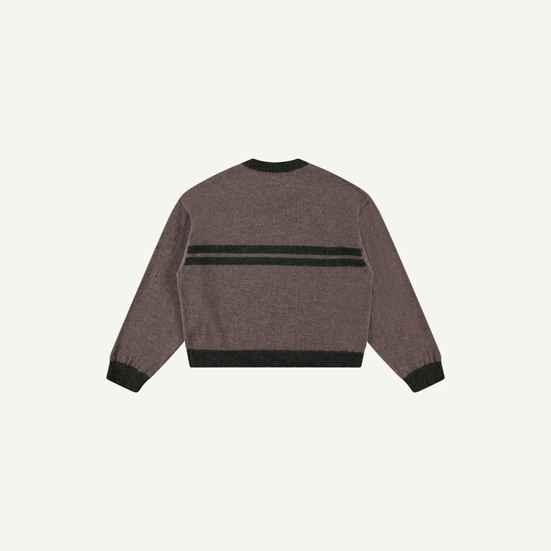 BROWN STRIPED ALPACA SWEATER