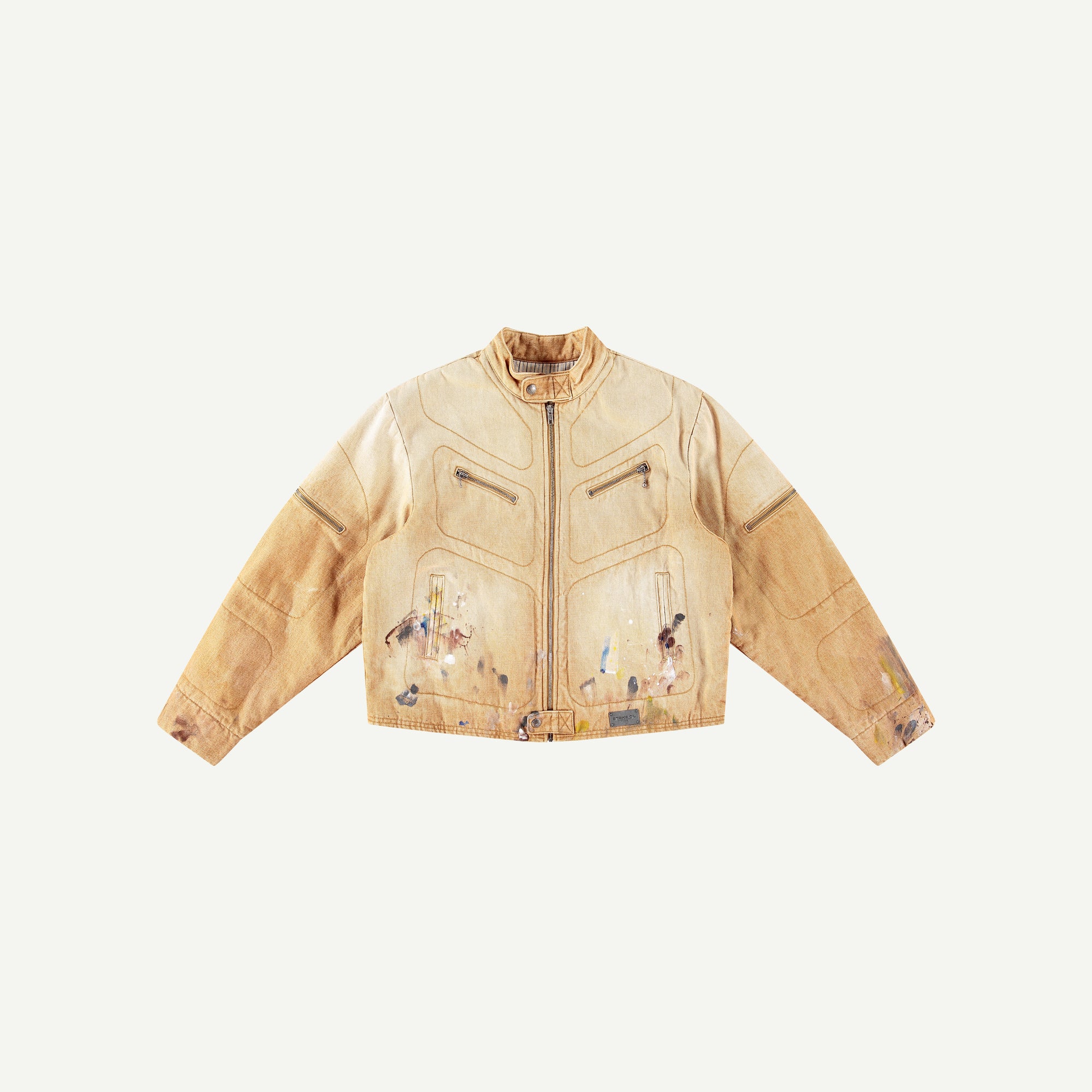 BROWN PAINTED MOTO JACKET