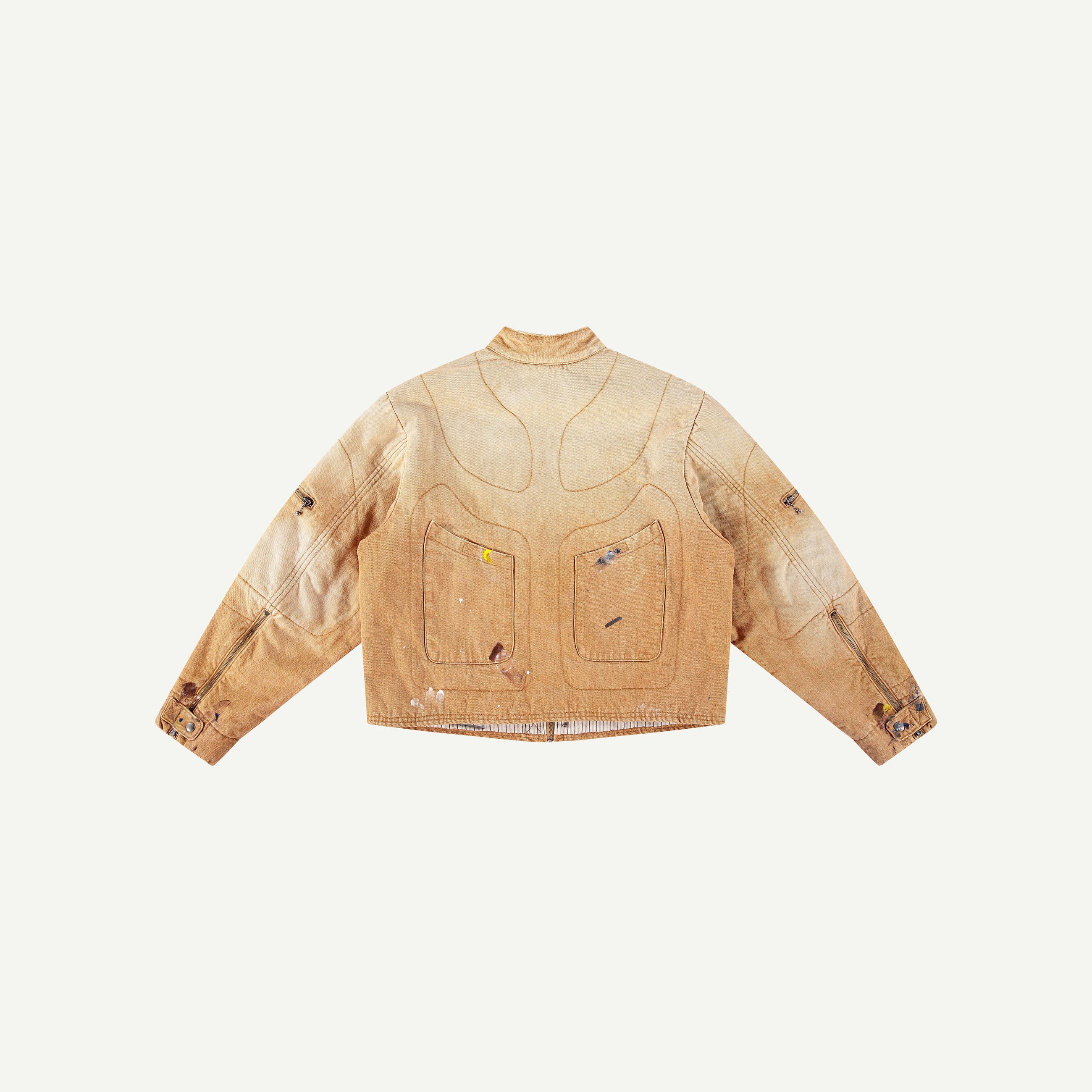 BROWN PAINTED MOTO JACKET