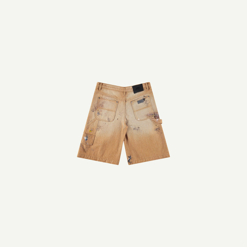 BROWN PAINTED CARPENTER SHORTS