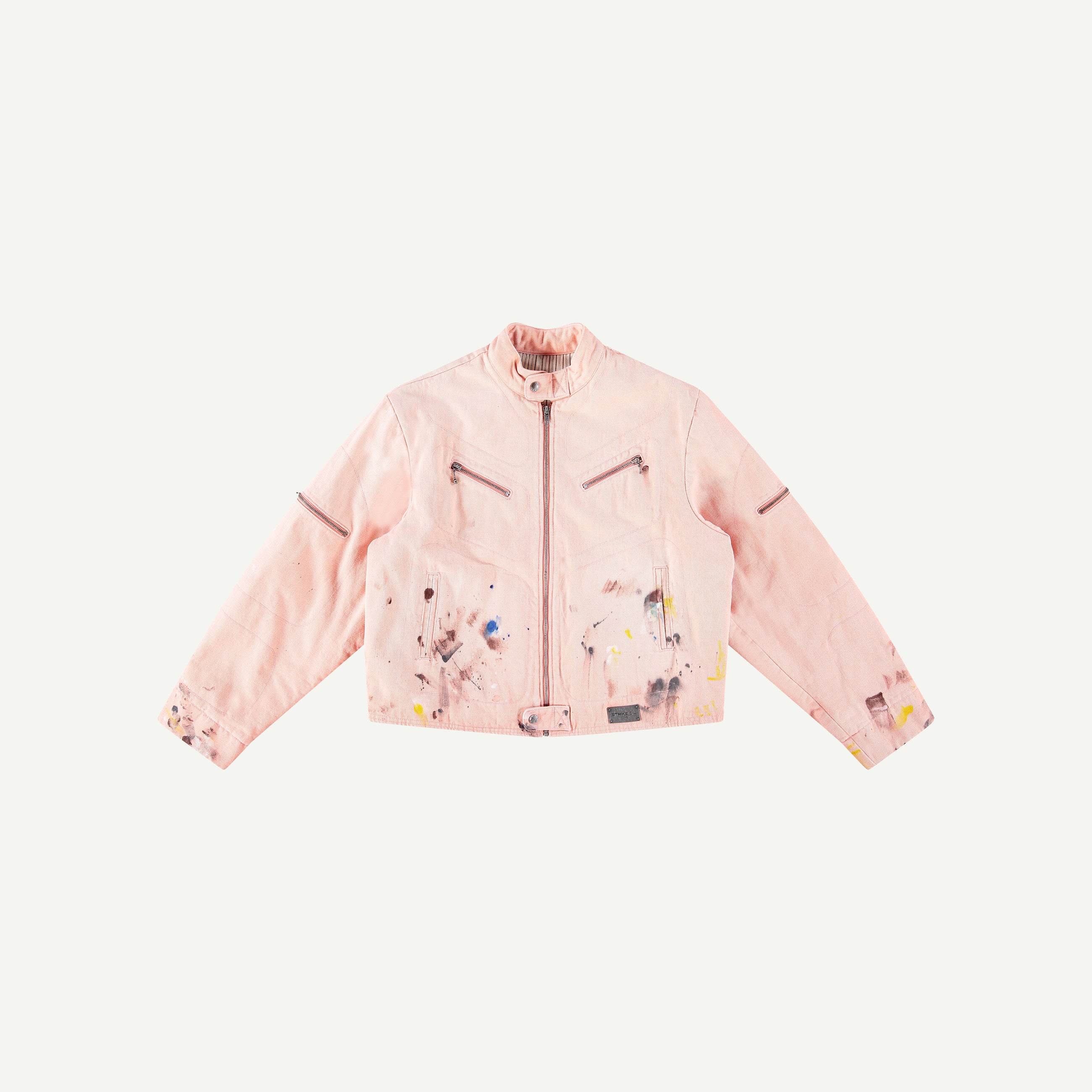 PINK PAINTED MOTO JACKET