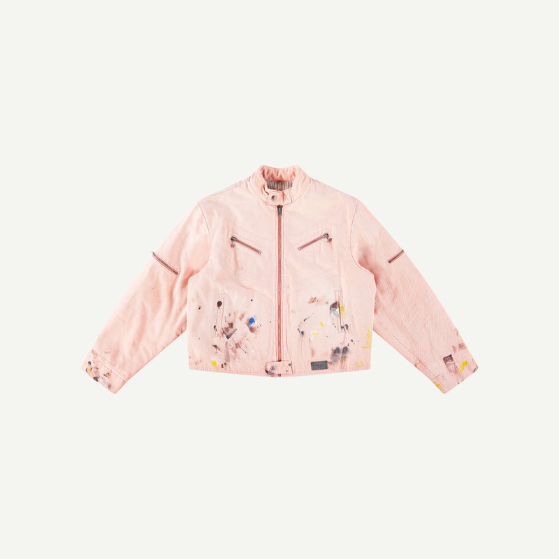 PINK PAINTED MOTO JACKET
