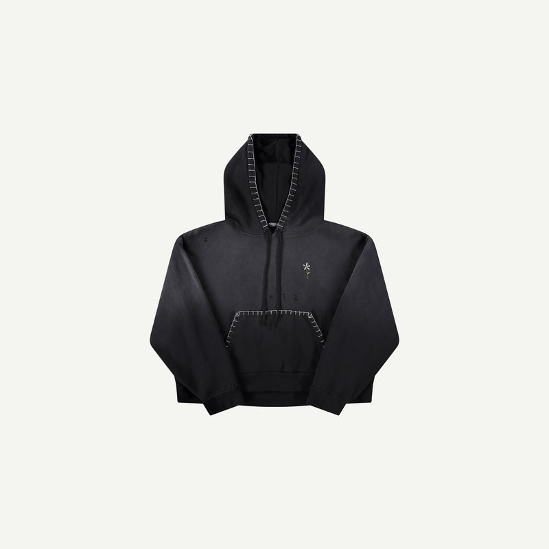 BLACK DISTRESSED FLOWER SWEATSHIRT