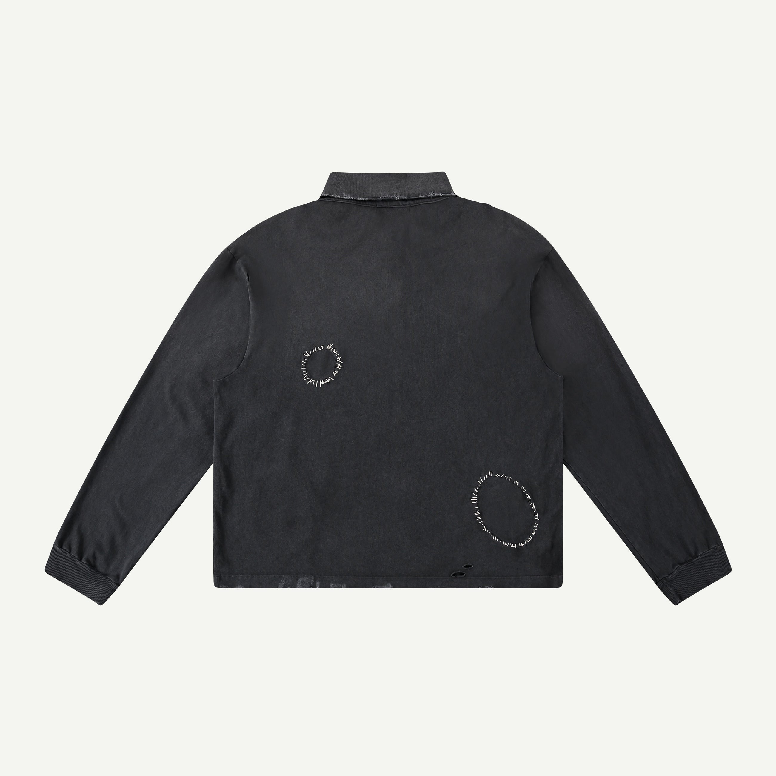 THRASHED RUGBY POLO IN BLACK