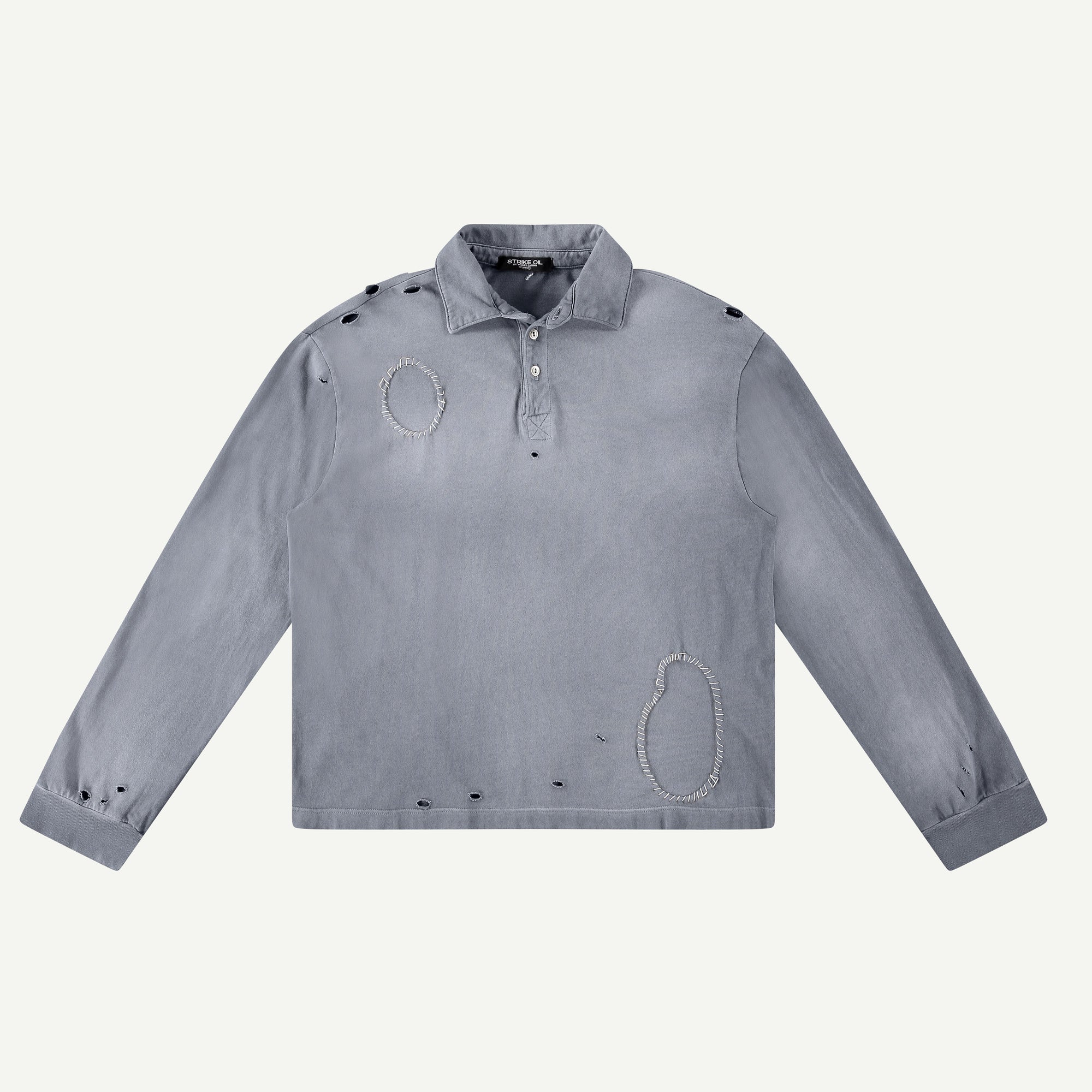 THRASHED RUGBY POLO GREY