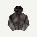DOUBLE SLEEVE NET ZIP HOODIE IN BLACK