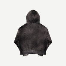 DOUBLE SLEEVE NET ZIP HOODIE IN BLACK