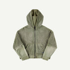 DOUBLE SLEEVE NET ZIP HOODIE IN GREEN