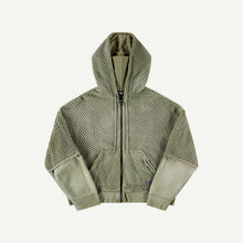 DOUBLE SLEEVE NET ZIP HOODIE IN GREEN