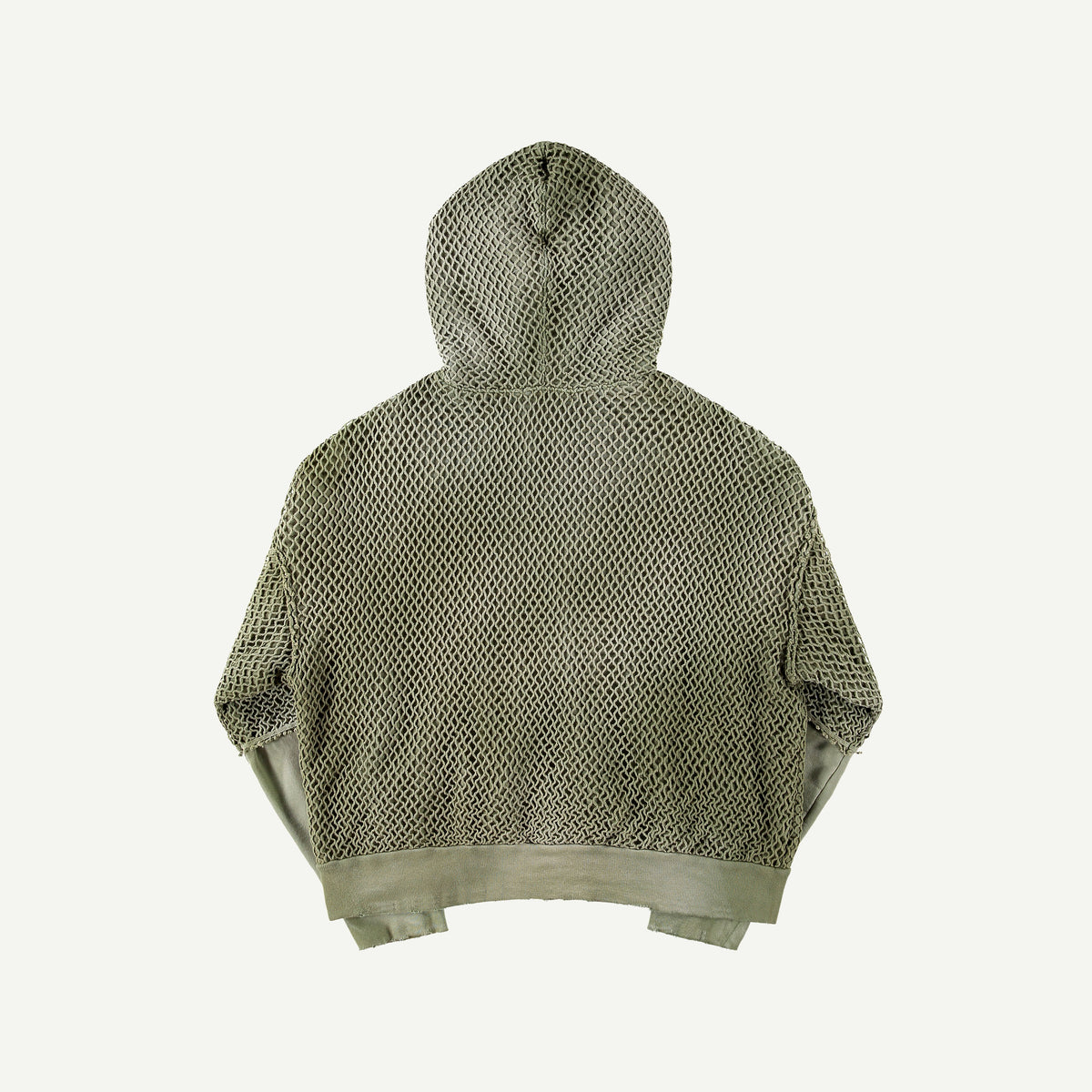 DOUBLE SLEEVE NET ZIP HOODIE IN GREEN