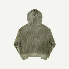 DOUBLE SLEEVE NET ZIP HOODIE IN GREEN
