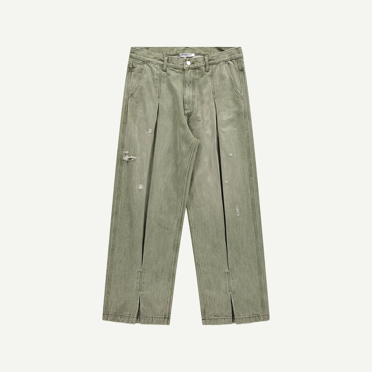 BOX PLEAT JEANS IN GREEN