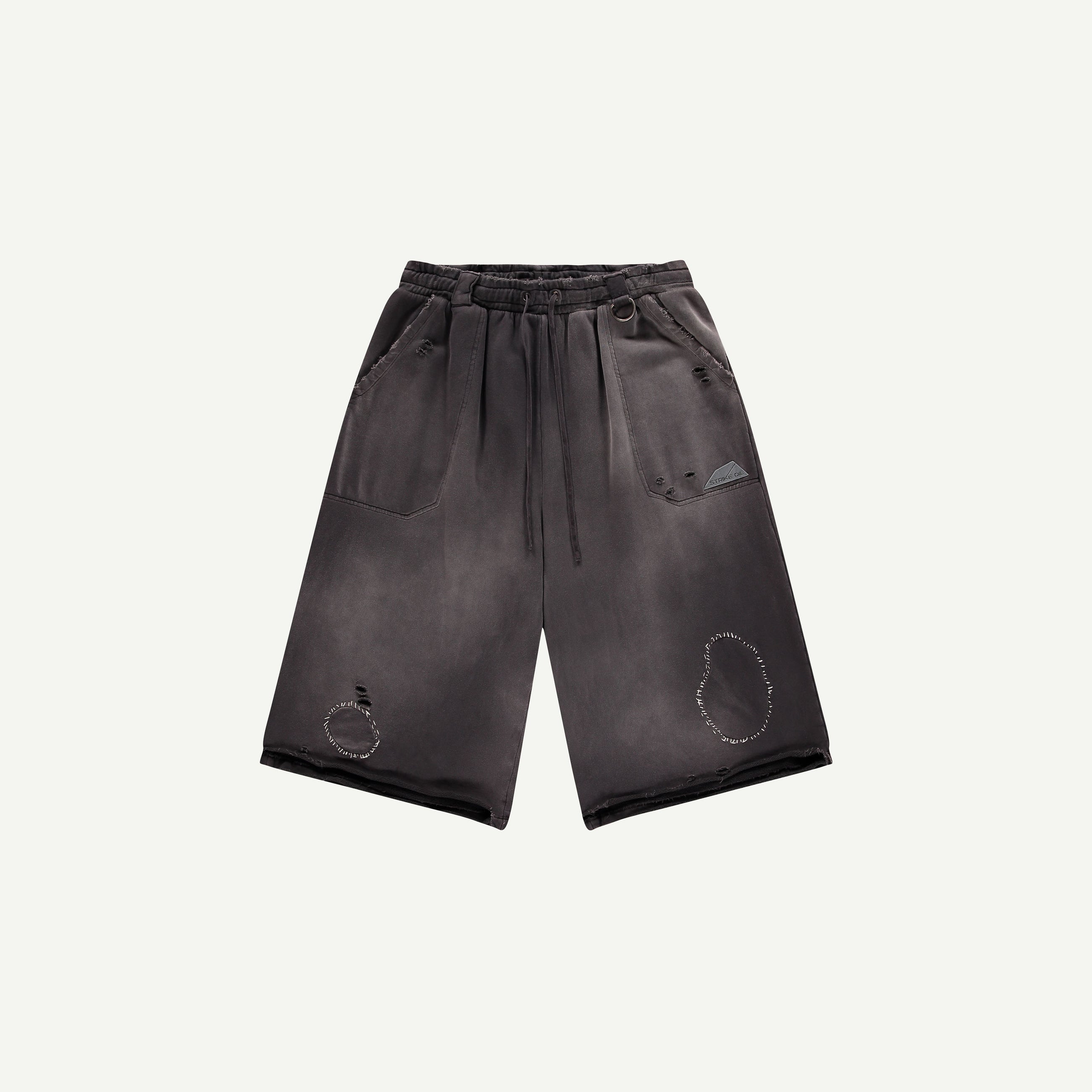 THRASHED SWEAT SHORTS IN BLACK