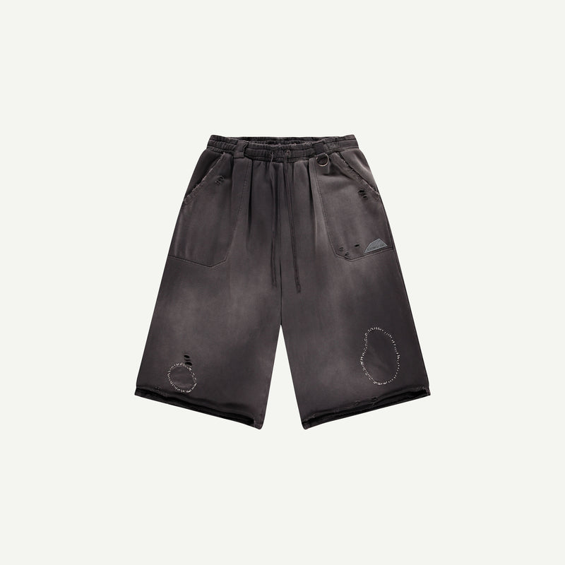THRASHED SWEAT SHORTS IN BLACK