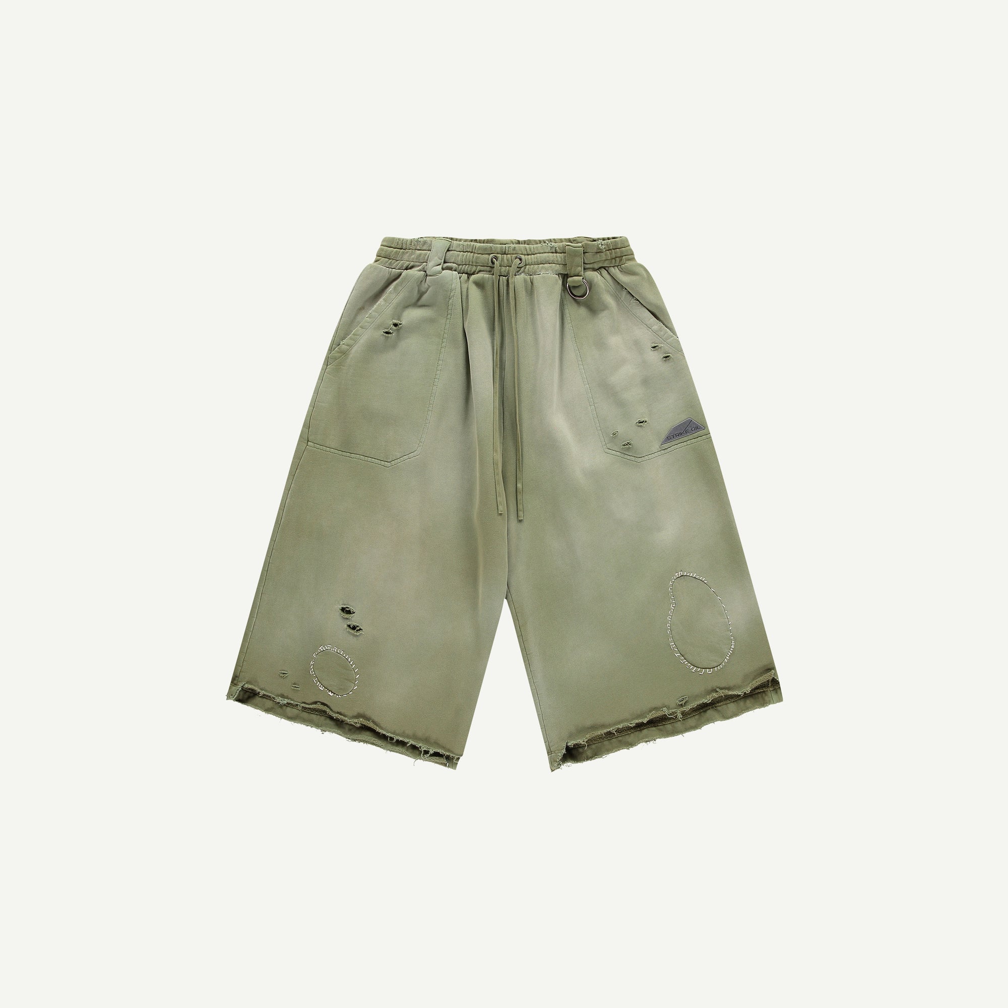 THRASHED SWEAT SHORTS IN GREEN