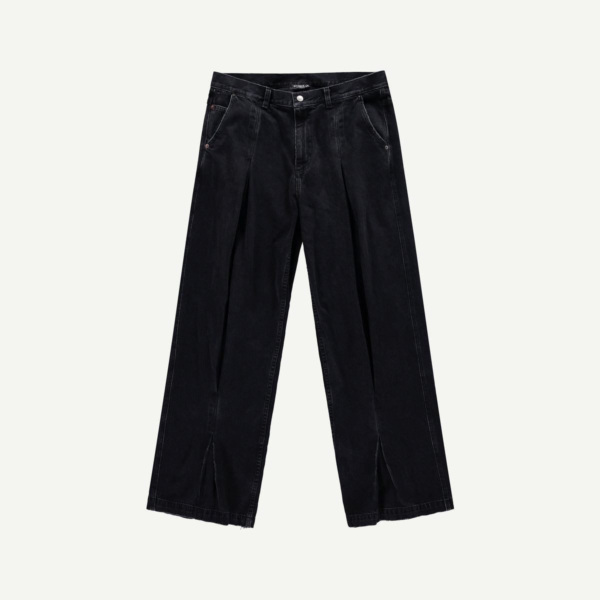 BOX PLEAT JEANS IN BLACK