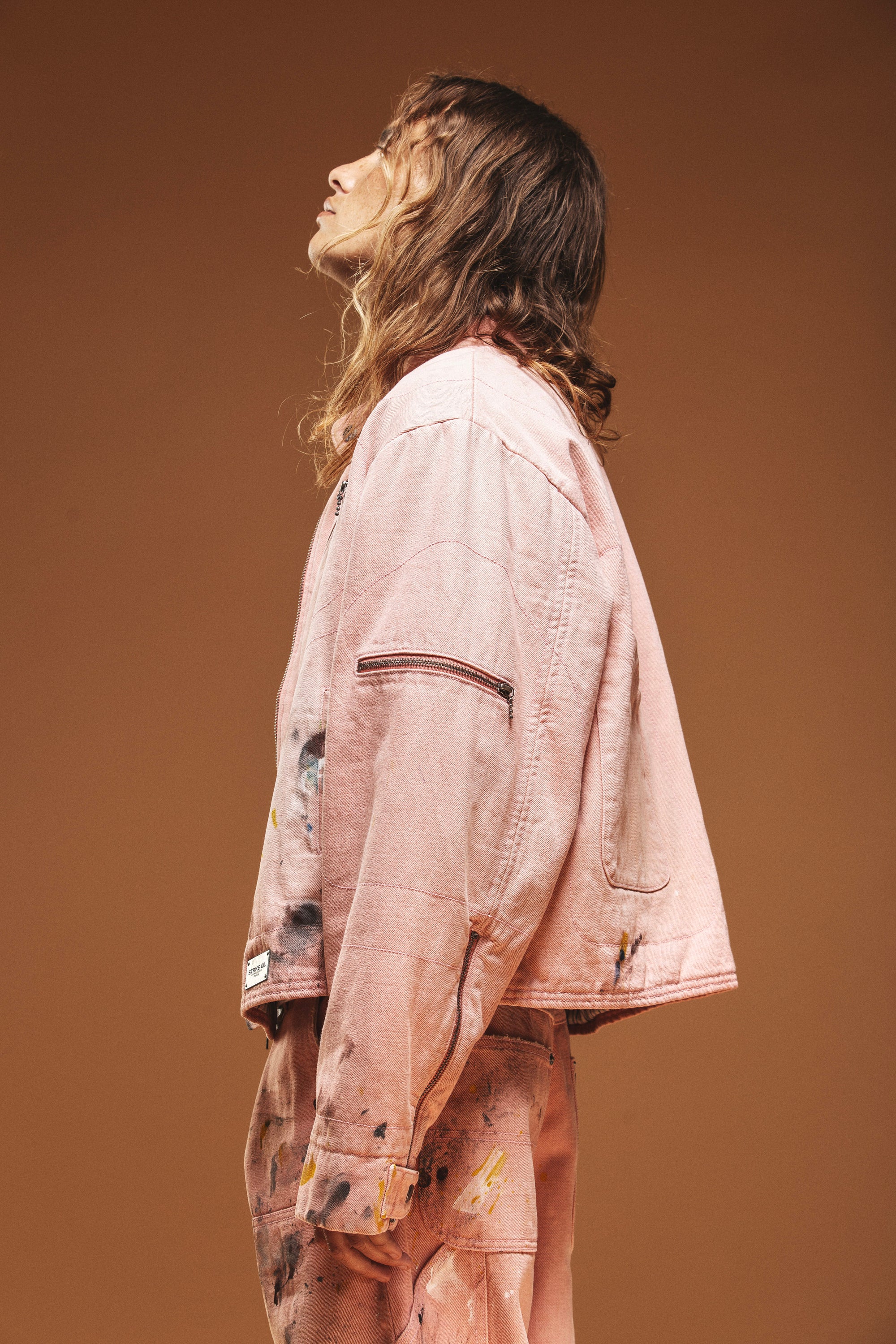 PINK PAINTED MOTO JACKET