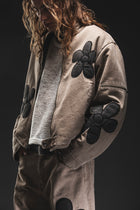 BEIGE FLOWER PUFFER JACKET