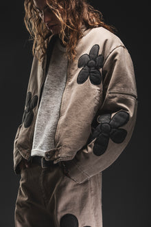 BEIGE FLOWER PUFFER JACKET