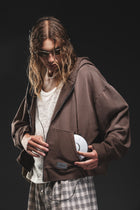 FADED BROWN ZIP HOODIE