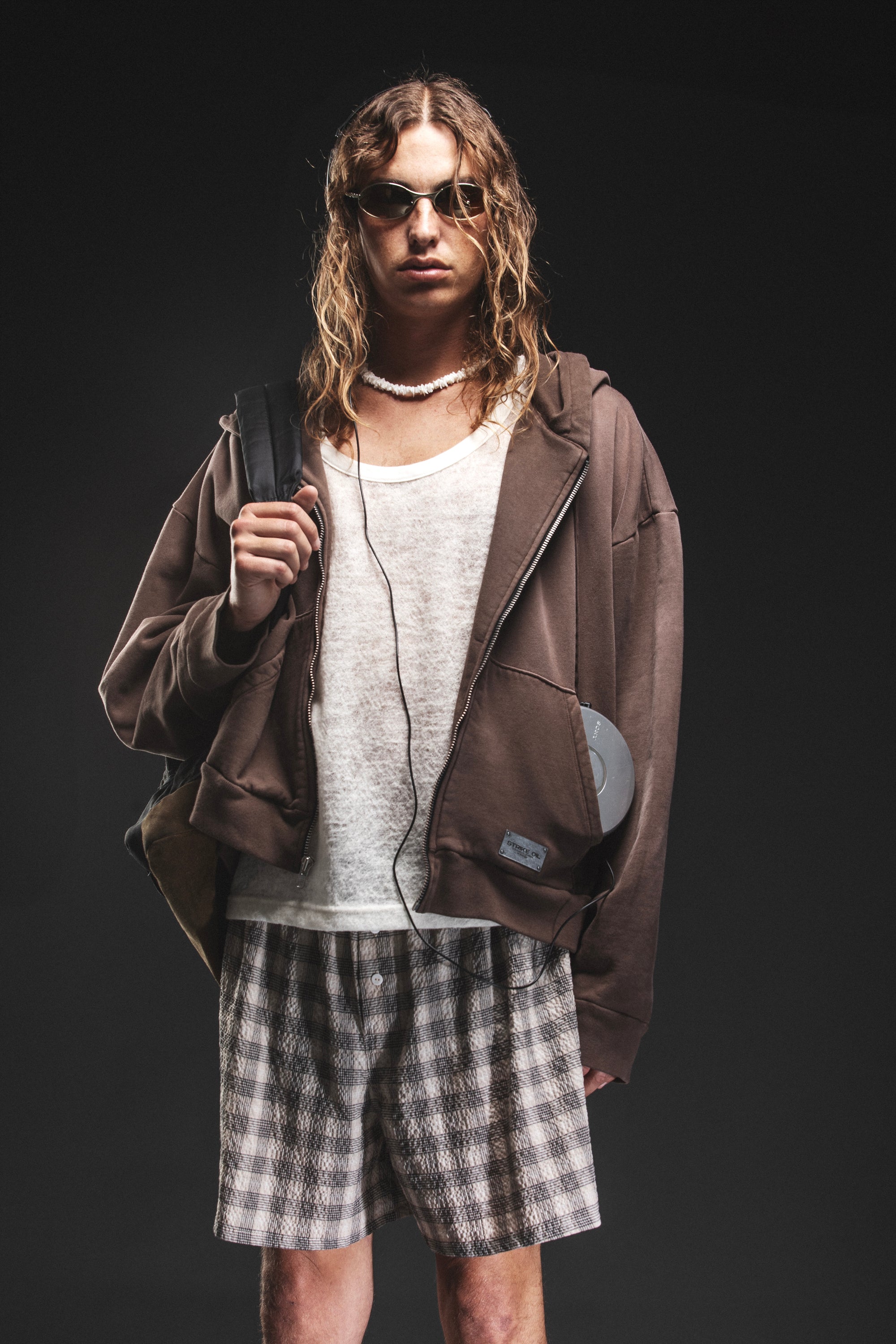 FADED BROWN ZIP HOODIE
