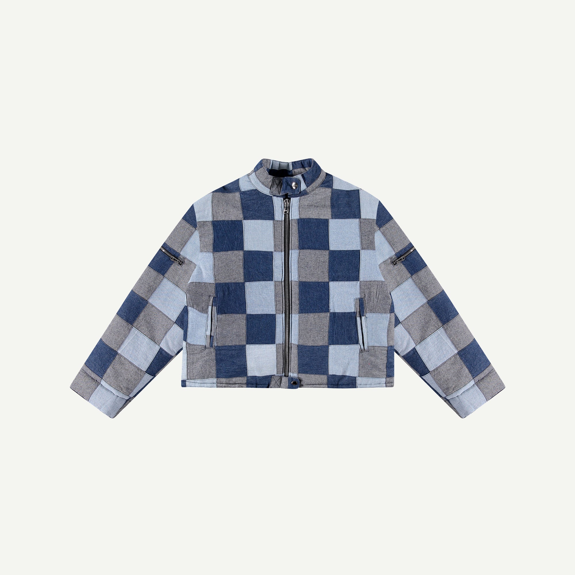 INDIGO PATCHWORK MOTO JACKET