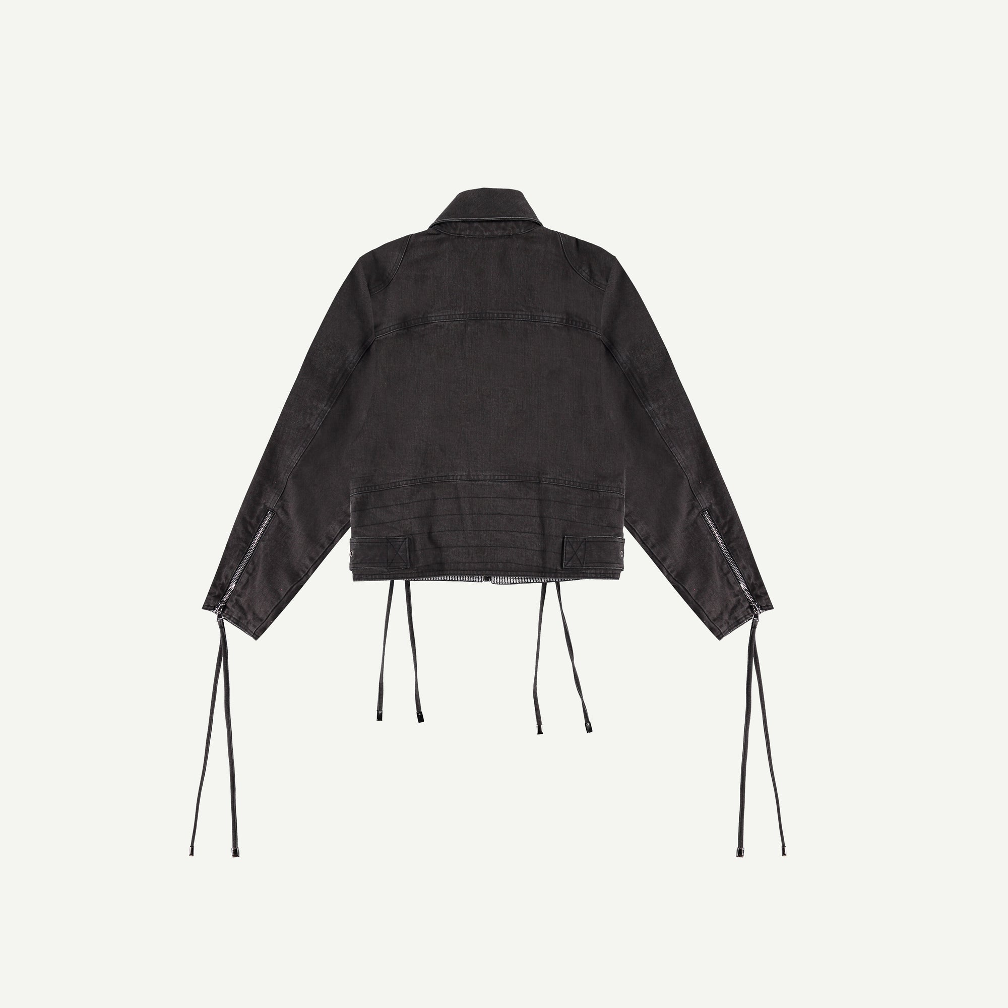 DENIM FRINGE MOTO JACKET