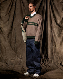 BROWN STRIPED ALPACA SWEATER